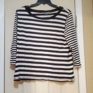 Chicos brown and white 3/4 sleeve top